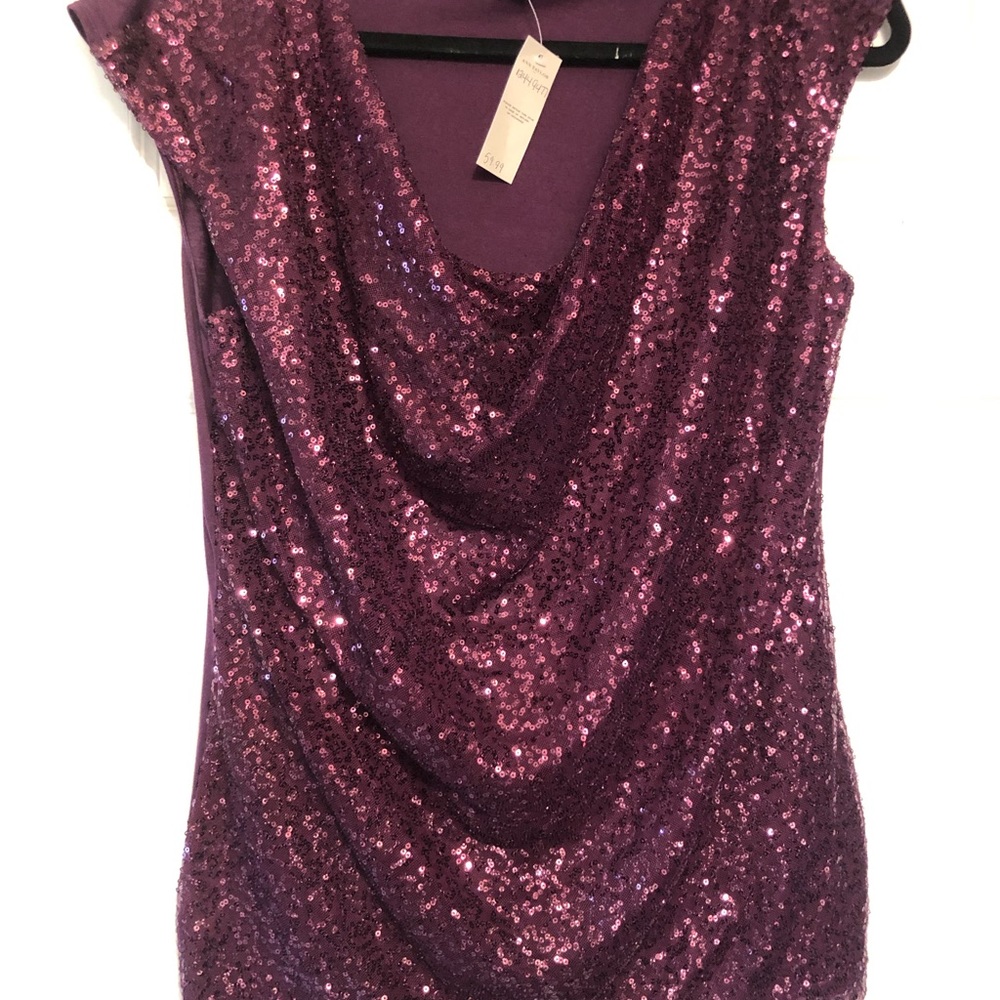 Ann Taylor Purple Sequin Blouse - Picture 2 of 3